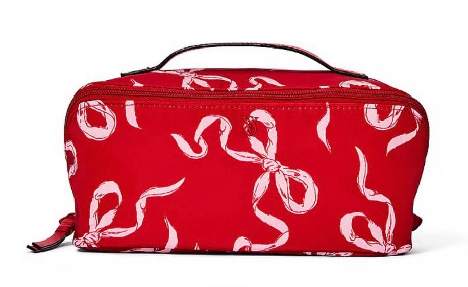 Victoria Secret Neceser Portacosmeticos Rojo con Moños Rosas
