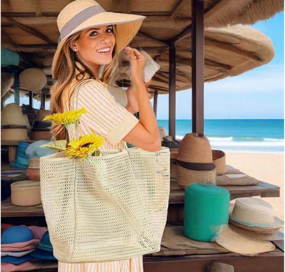 Bolso Playero Meshl XL Crudo