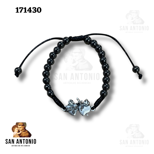 171430 PULSERA HEMATITA SAGRADOS CORAZONES PV