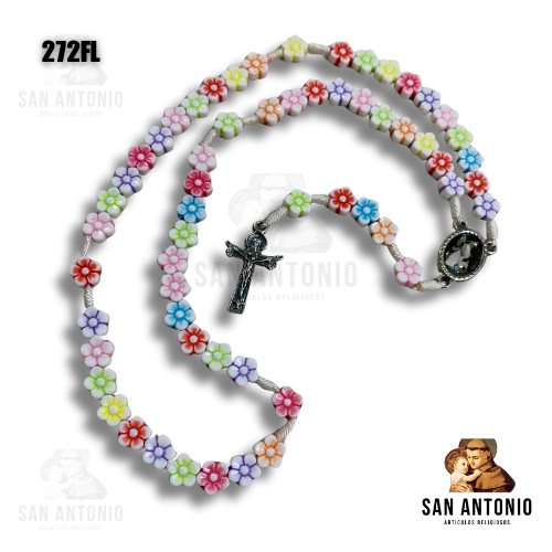 272FL ROSARIO INFANTIL MED ANGEL DE LA GUARDA CUENTAS ROSAS
