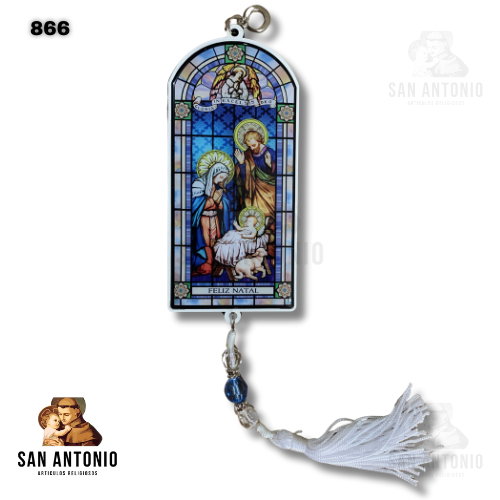 866 ADORNO DE PUERTA VITRAL NAVIDAD