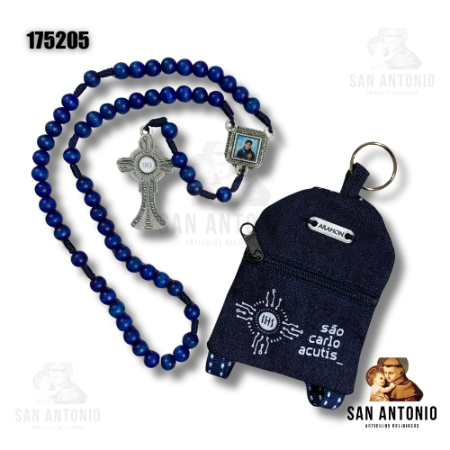 175205 ROSARIO AZUL MAD CON MOCHILITA CARLOS ACUTIS