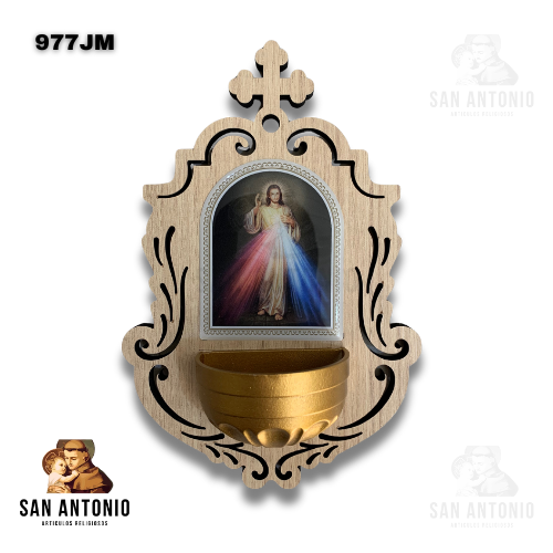 977JM PILA PARA AGUA BENDITA JESUS MISERICORDIOSO MDF