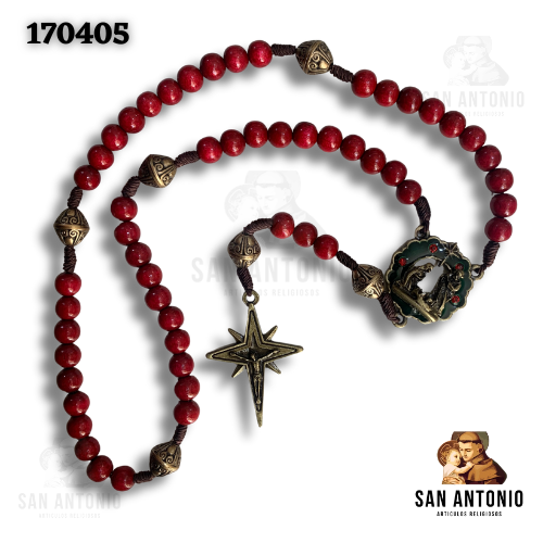 (170405) ROSARIO NAVIDAD ROJO MED OV PESEBRE