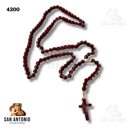 4200 ROSARIO BISANTINO TRENZADO ROJO