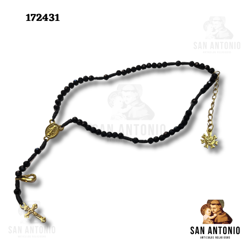 172431 PULSERA ROSARIO CRISTAL VIDRIO NEGRO