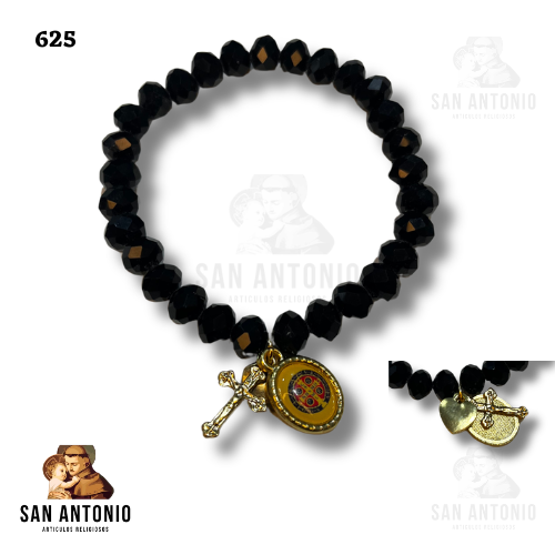 625 PULSERA NEGRO CRISTAL SAN BENITO