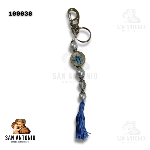 169638 LLAVERO PERLA POMPON AZUL NSG