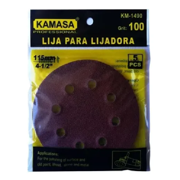 (KM1490) LIJA PARA LIJADORA GRA#100 5PCS KAMASA
