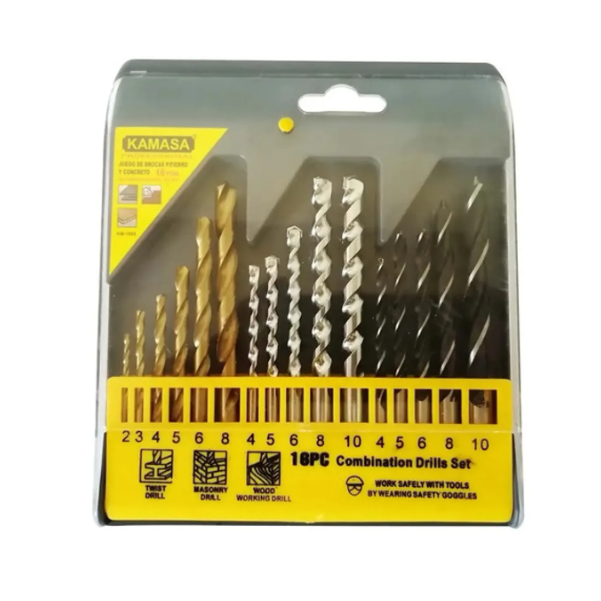 (KM1065) JUEGO DE BROCAS PARA FIERRO KAMASA 16PCS
