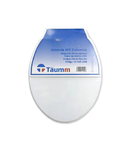 (21 000 1000) ASIENTO Y TAPA DE WC BLANCA MODELO COLOMBA MARCA TAUMM