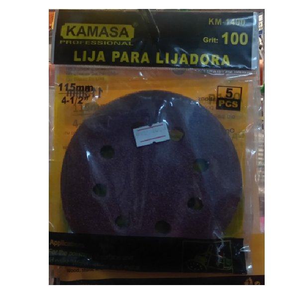 (A0555-100) LIJA PARA LIJADORA GRA#100 5PCS AKILDA