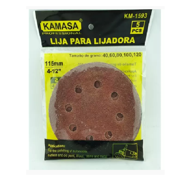 (KM1593) LIJA PARA LIJADORA GRA# 40,60,80,100,120 5PCS KAMASA