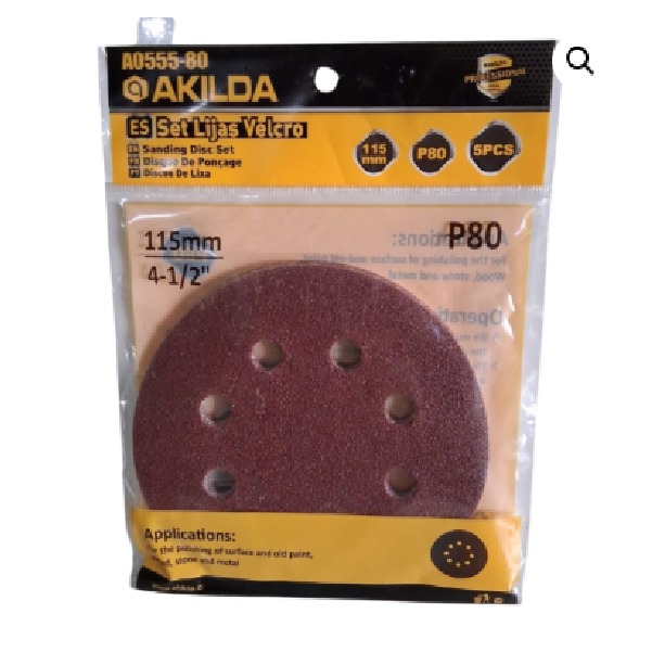(A0555-80) LIJA PARA LIJADORA GRA# 80 5PCS AKILDA