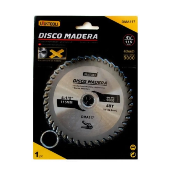 (DMA117) DISCO CORTE MADERA 4.5MM X 40 DIENTES