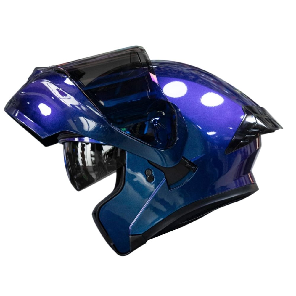 Casco moto ich 3120 camaleon az abatible con sun visor certificación dot