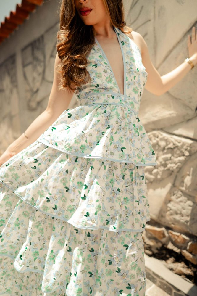 MD5725 L VESTIDO MINI FLORAL AZUL