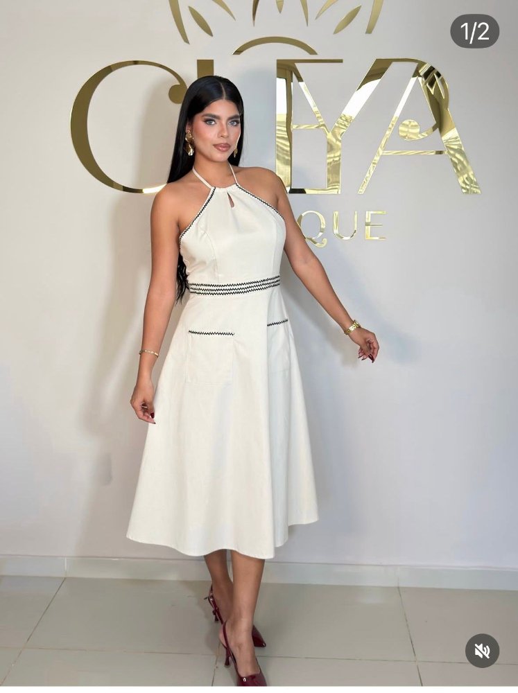 CD062H M VESTIDO LINO SIN MANGA ESCOTE ESPALDA CON DETALLES EN BOLSILLO U CONTORNO DE CINTURA