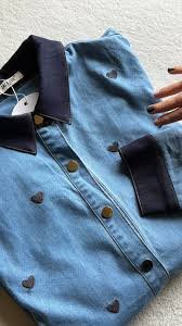 MAT2699 S CAMISA EN INDIGO CON CORAZONES BORDADOS