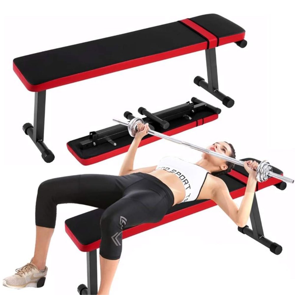 Banco Plano De Entrenamiento Y Musculación Acolchado Negro