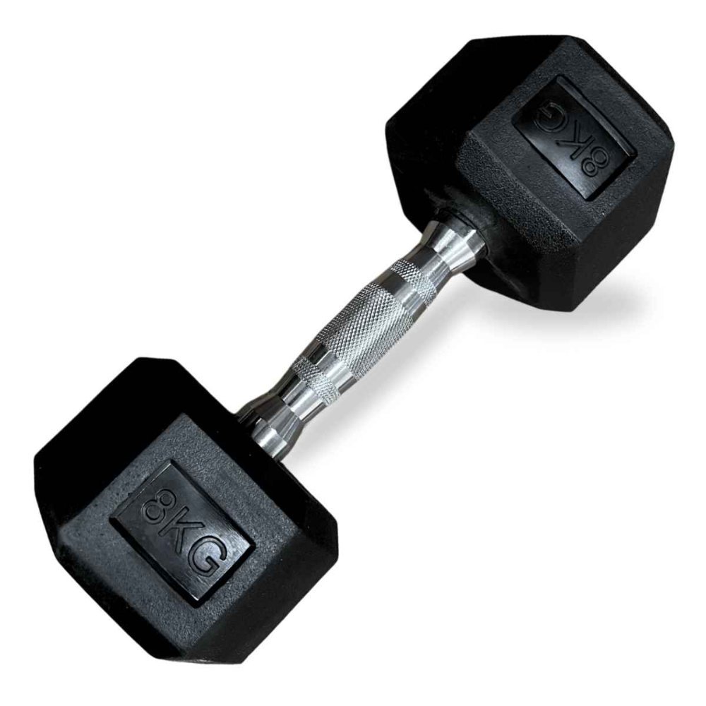 Mancuerna Hexagonal Cromada De Caucho 8kg