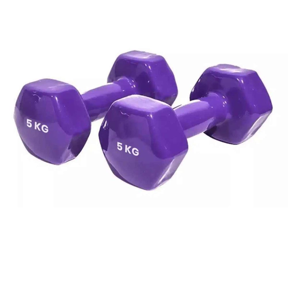 Pesas Mancuernas Hexagonal De Vinilo 5kg C/u (total 10kg