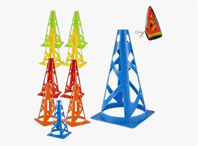Set 10 Conos Contra Viento 23cm Entrenamiento Trafico