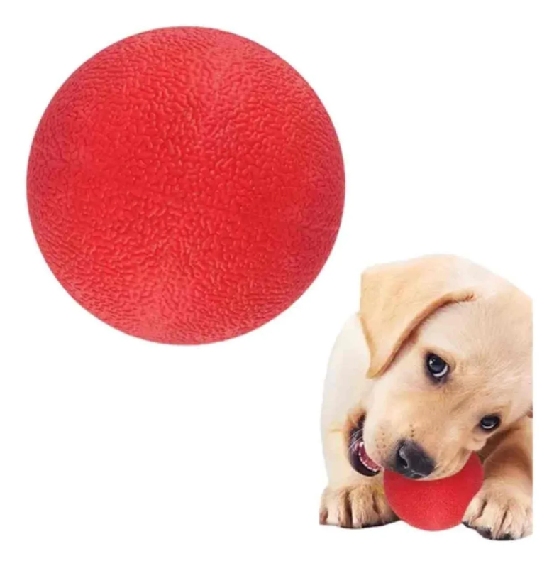 Pelota Extra Dura De Caucho Mordible Grande Para Mascota Rojo