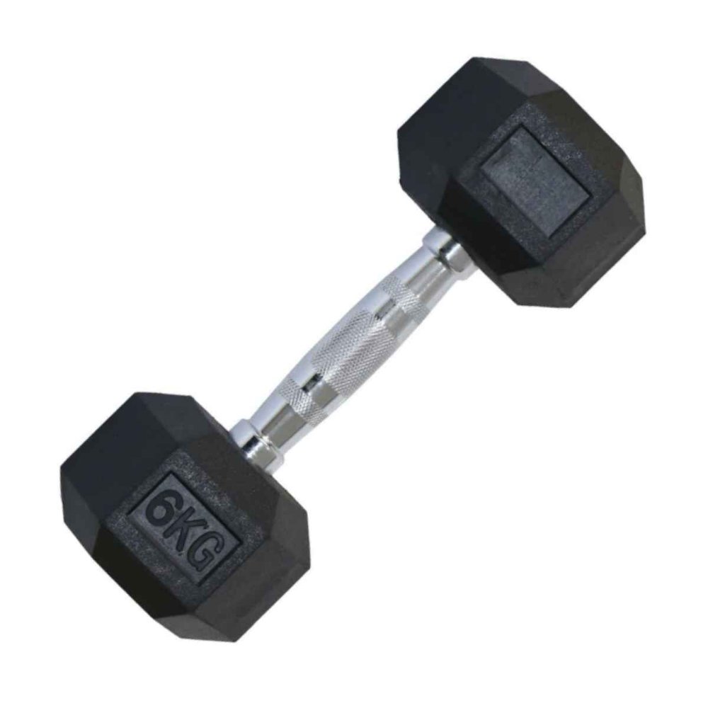 Mancuerna Hexagonal Cromada De Caucho 6kg