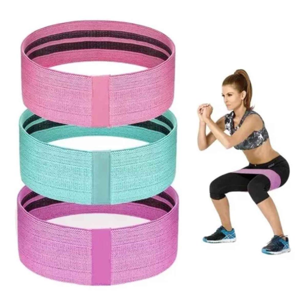 Bandas Elástica De Tela Entrenamiento Set 3 Banda Resistente