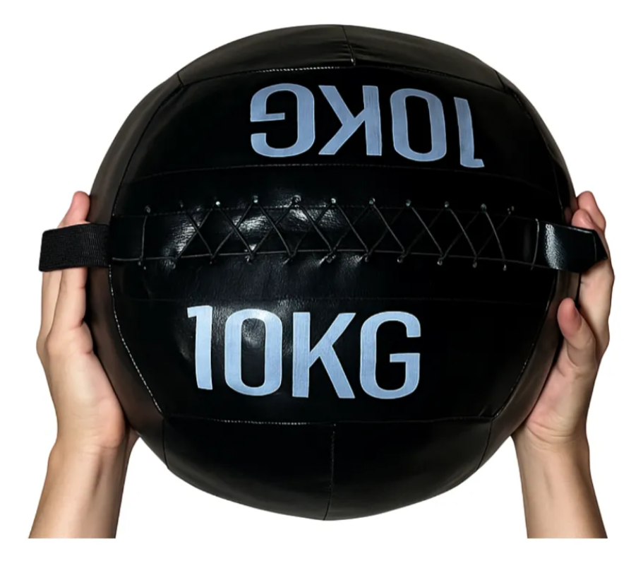 Balón Medicinal 10 Kg Ecocuero Antideslizante Para Crossfit Negro