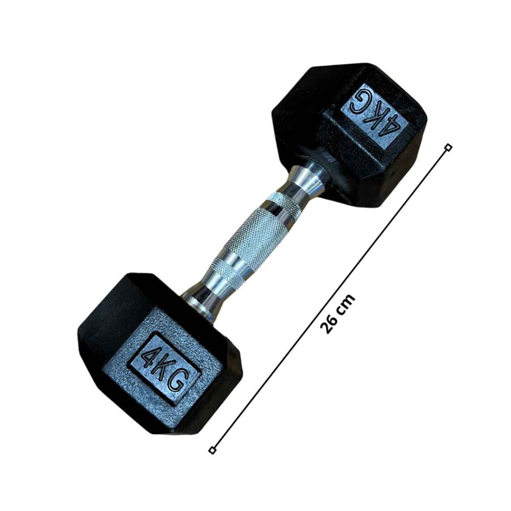 Mancuerna Hexagonal Cromada De Caucho 4kg