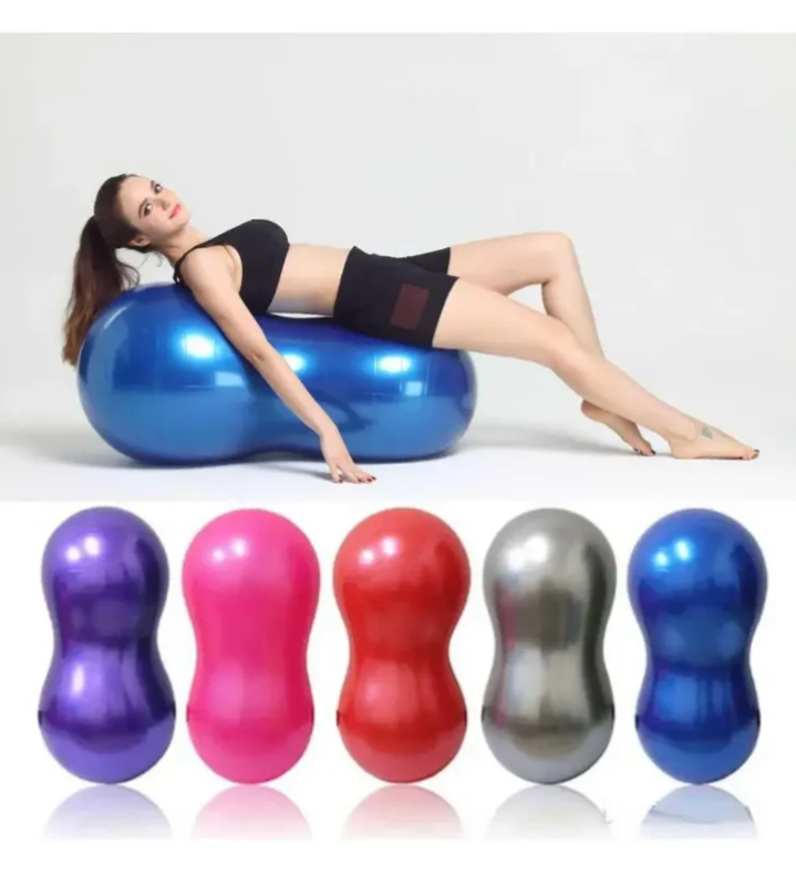 Balón Tipo Maní Ovalado Pilates Yoga 100x50cm Rehabilitación Rosa Chicle