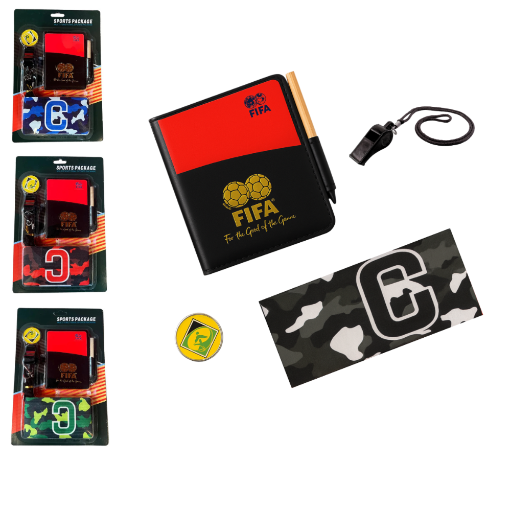 Pack De Árbitro Tarjetero, Banda, Silbato Y Moneda De Sorteo