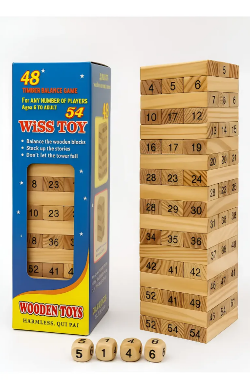 Jenga Torre De Madera 54 Piezas Juego Didáctico Y Familiar