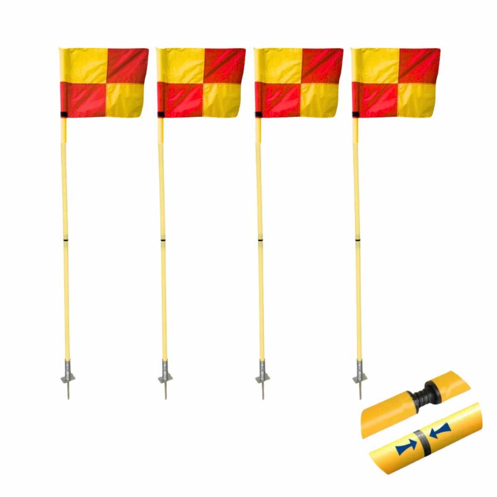 Set X4 Slalom Enroscable Banderines Corner Con Estaca 1.50mt Amarillo