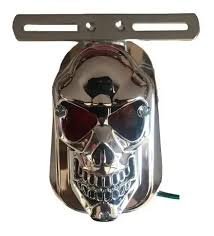 STOP UNIVERSAL  PARA MOTO CALAVERA CROMADO 12 VOLTIOS