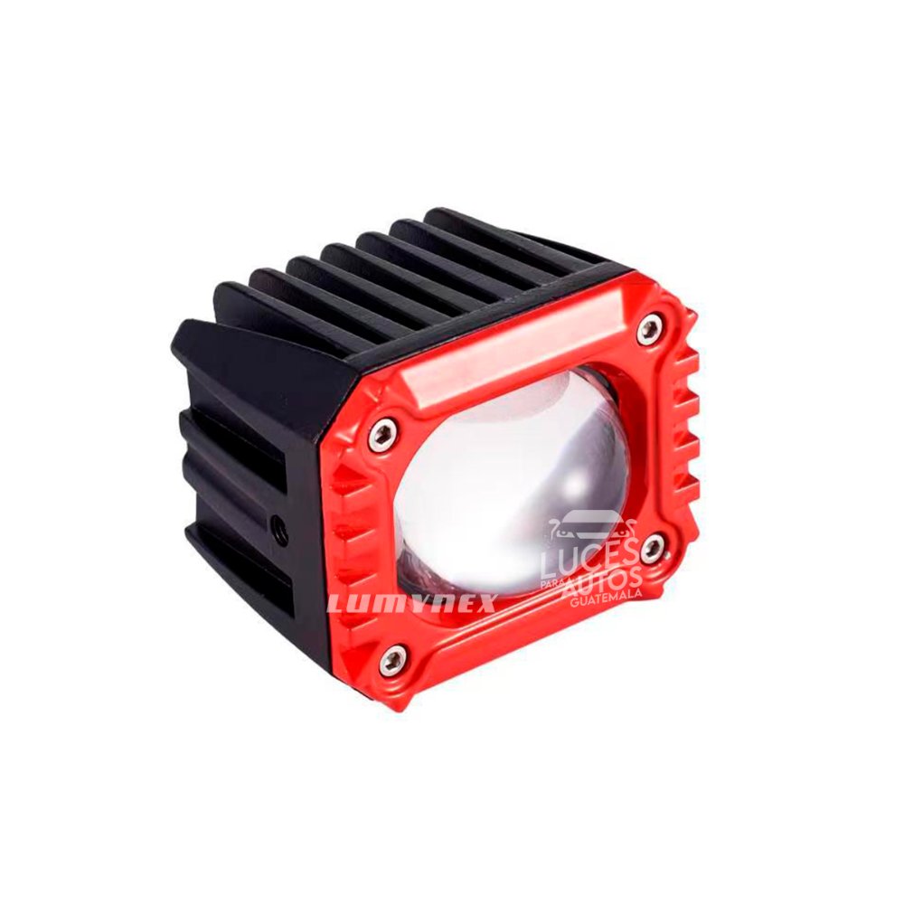 EXPLORADORA CUADRADA CON VICERA ORILLA ROJA LUZ BLANCA O AMARILLA FUNCION FIJA ORO