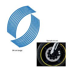 KIT DE STIKER DECORATIVO PARA ARO DE MOTO COLOR AZUL 16 PIEZAS