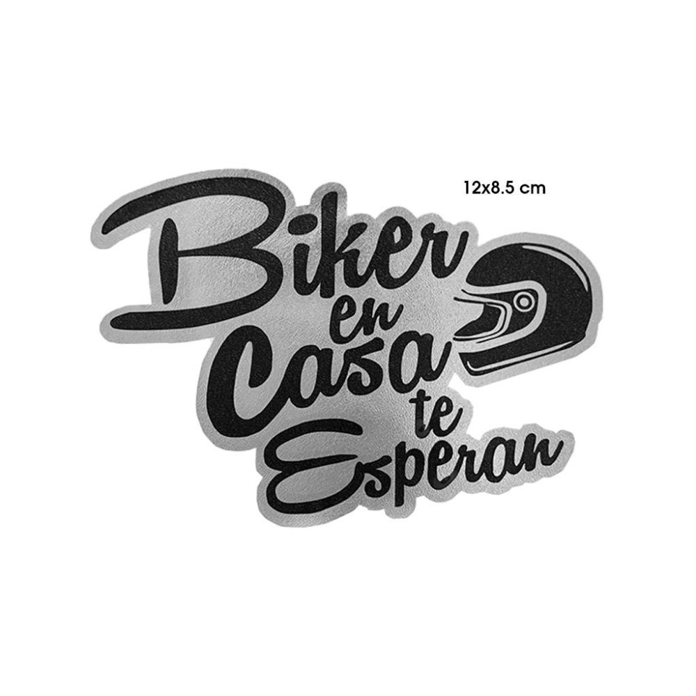 STICKER TORNASOL DE 4 DISEÑO BIKER EN CASA ME ESPERAN