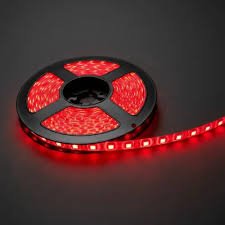 ROLLO LED COLOR ROJO 12V ADHESIVO 5MTS FONDO BLANCO