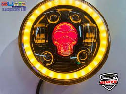 SILVIN 5.5 REDONDO PARA MOTO 6 LUPAS LUZ BLANCA AUREOLA BLANCA AMBAR CALAVERA EN EL CENTRO MULTICOLOR