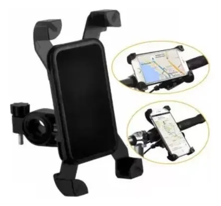 PORTACELULAR AJUSTABLE PLASTICO NEGRO CON BASE PARA TUBO 0161