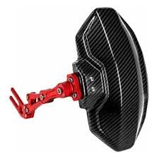 SALPICADERA UNIVERSAL PARA MOTO FIBRA DE CARBONO BRAZO ROJO METALICO