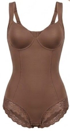 Body Faja Moldeador con Copas y Encaje - Marrón