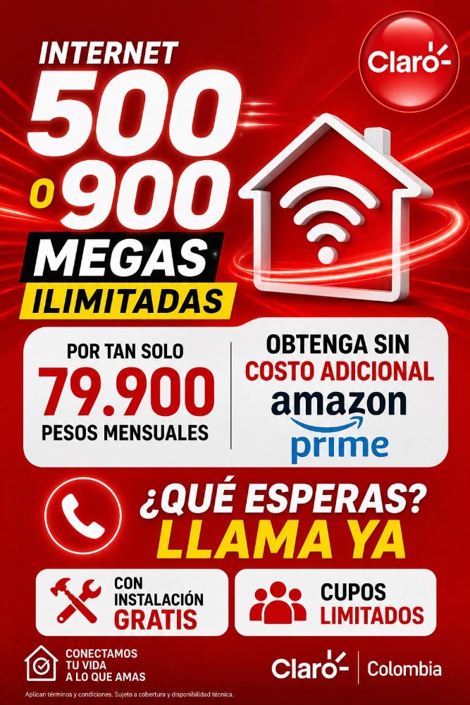 Internet 500 o 900 MB Ilimit + Amazon prime