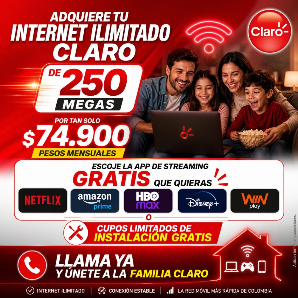 Internet 250 Megas + 1 Pant Streaming