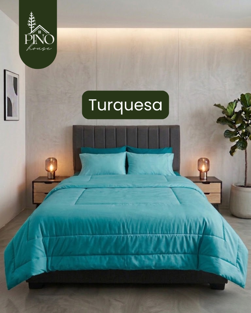 Juego de Edredon 100% Microfibra Garantizado | Matrimonial Unicolor