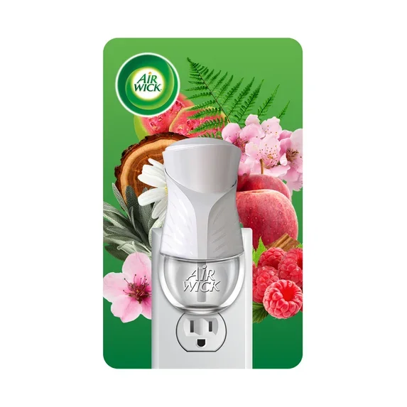 Air Wick Ambientador Enchufable Dispositivo Calentador de Aceite Perfumado, Blanco, 1 Unidad y 2 Fragancias