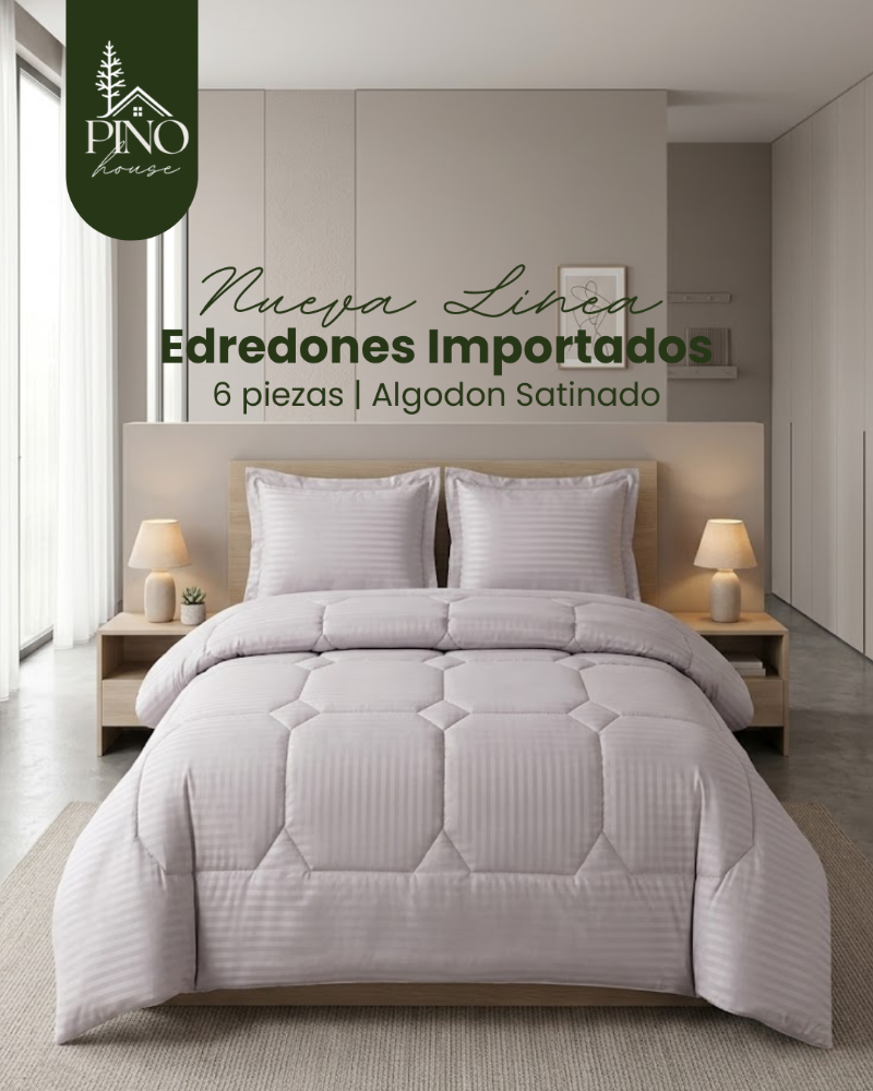 Edredónes Algodon Satinado Importado 6 piezas